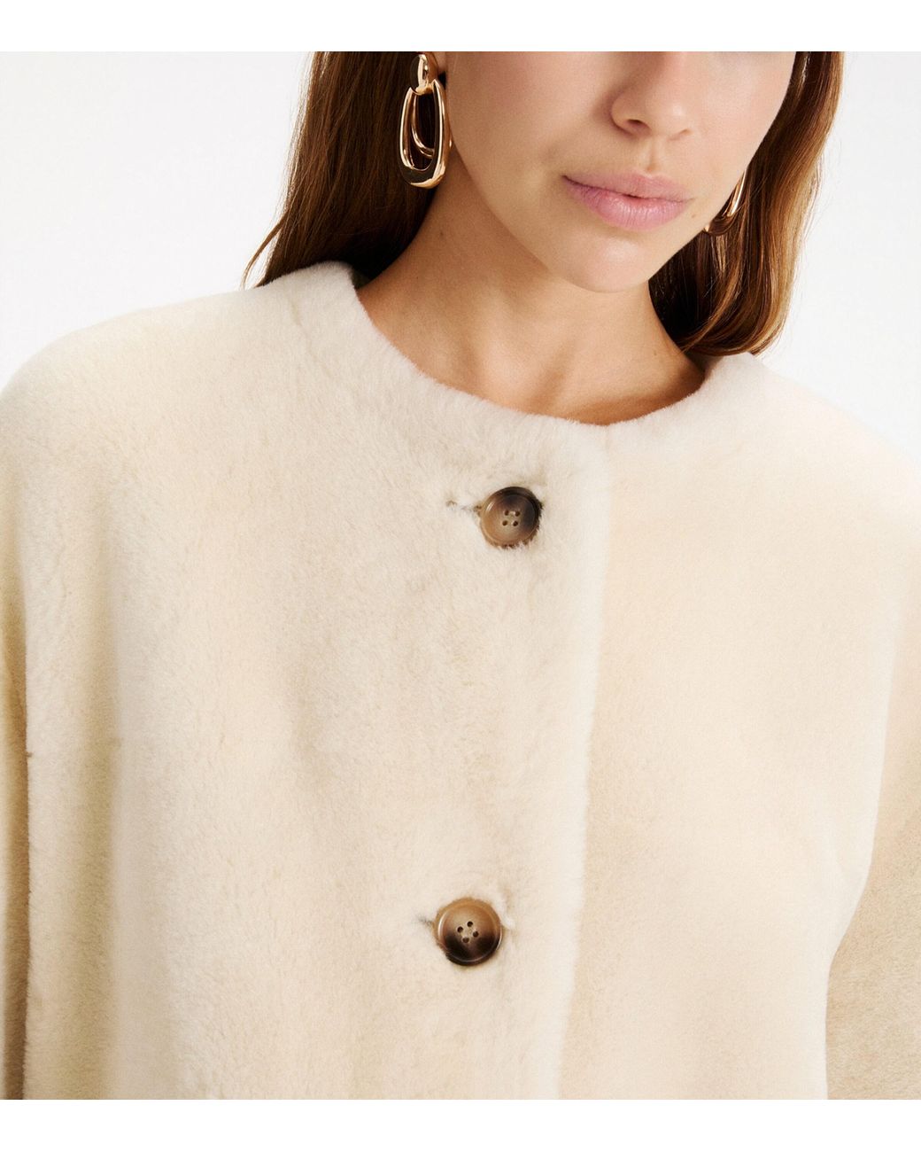 Marella Natural Ram Shearling Oversized Jacket