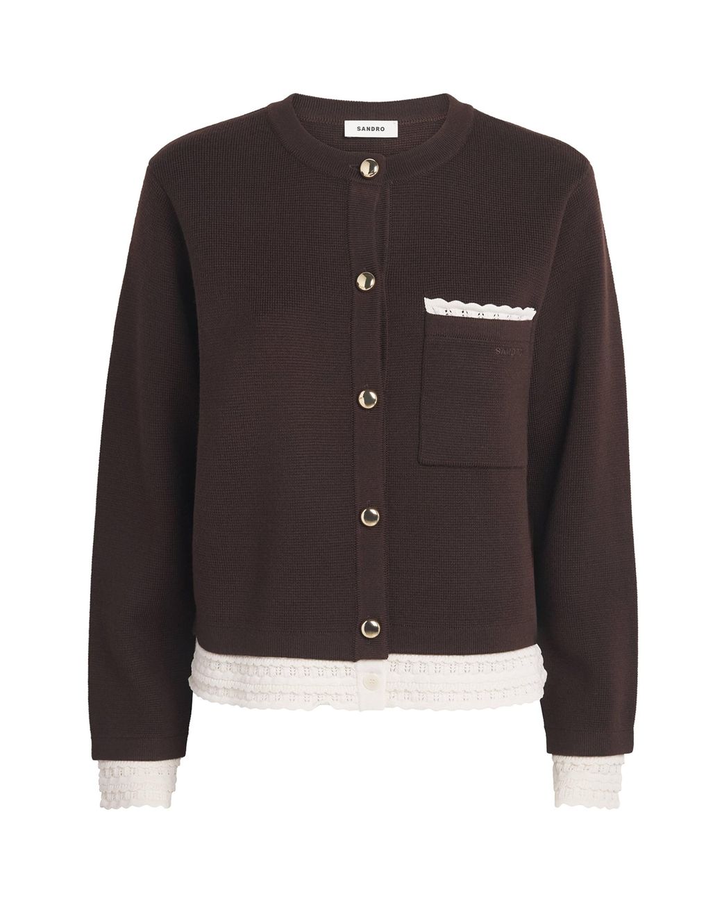 Sandro Black Lace-Detail Cardigan