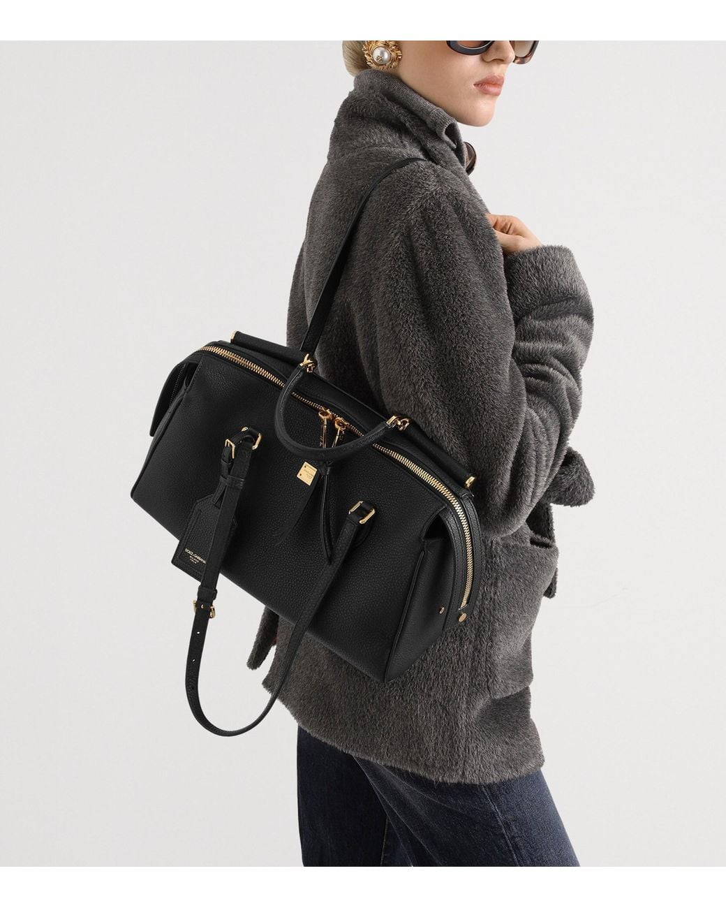 Dolce & Gabbana Black Calfskin Vittoria Top-Handle Bag