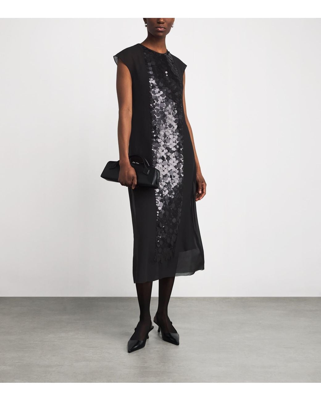 Joseph Black Chiffon Boulle 2-Piece Midi Dress