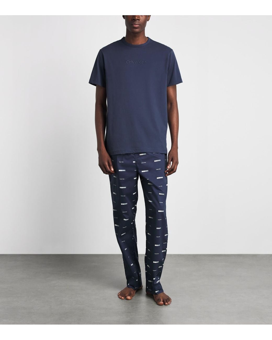 Calvin Klein Blue Cotton Logo Pyjama Top for men