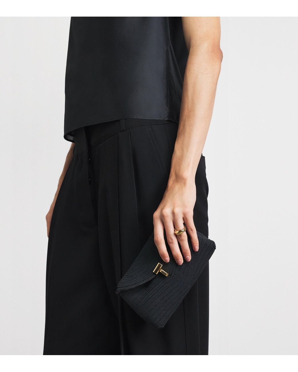Totême Black Mini Woven Clutch Bag