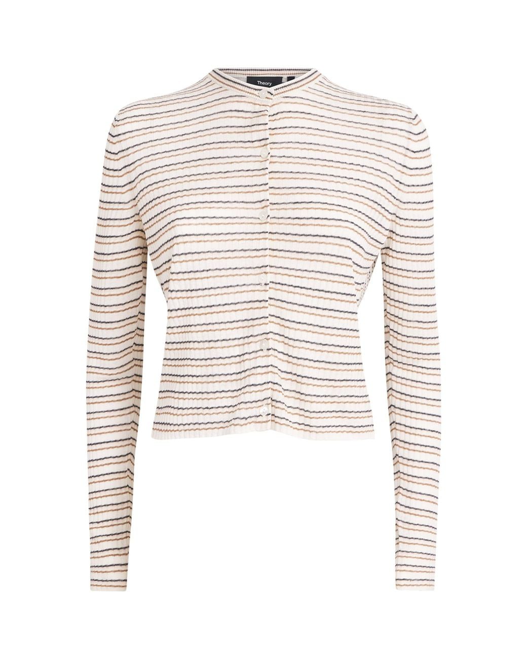 Theory White Linen-Blend Stripe Cardigan