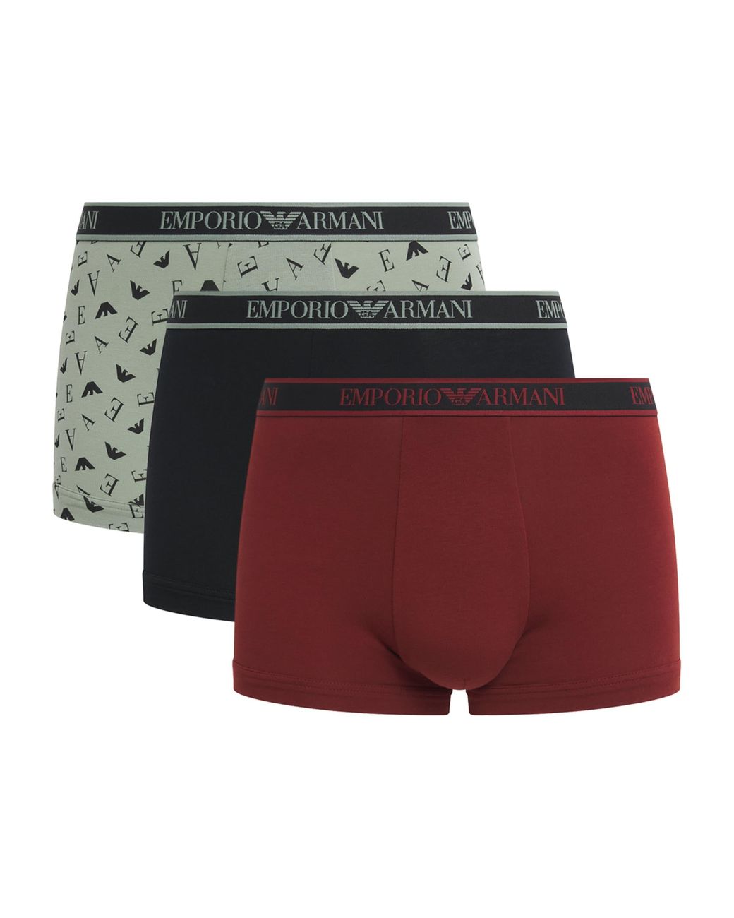 Emporio Armani Red Stretch-Cotton Logo Trunks for men