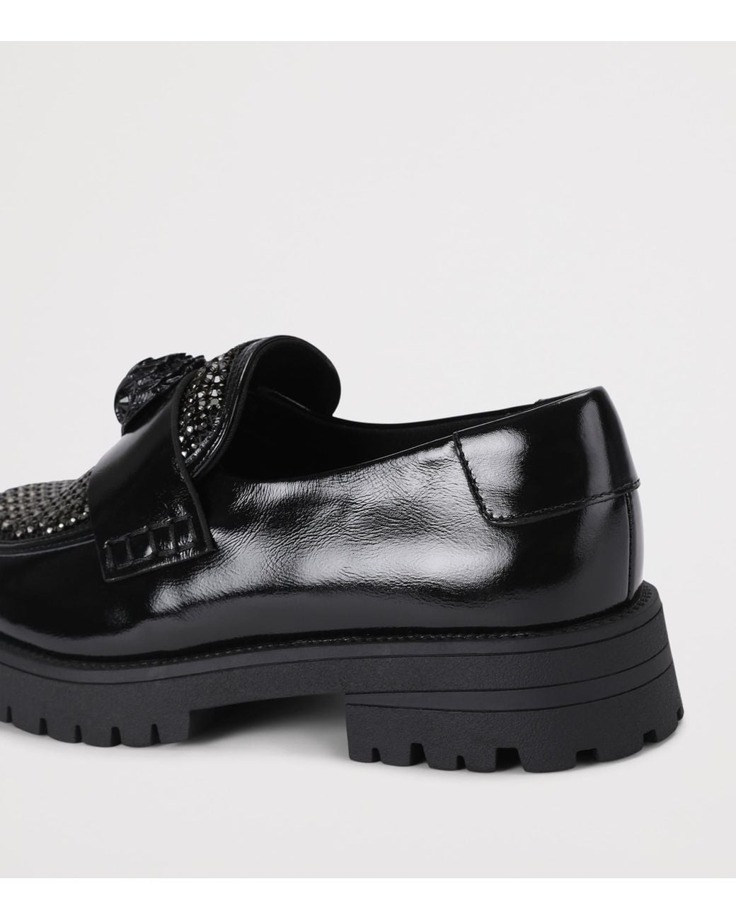 Kurt Geiger Black Leather Embellished Eagle Loafers