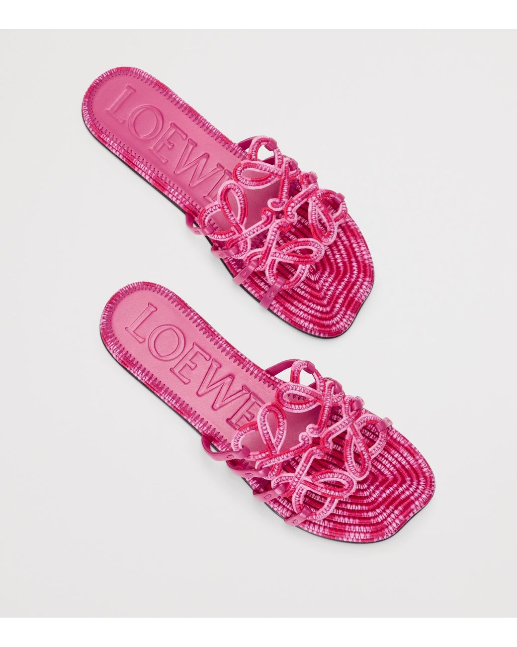 Loewe Pink X Paula's Ibiza Leather Embroidered Petal Anagram Slides