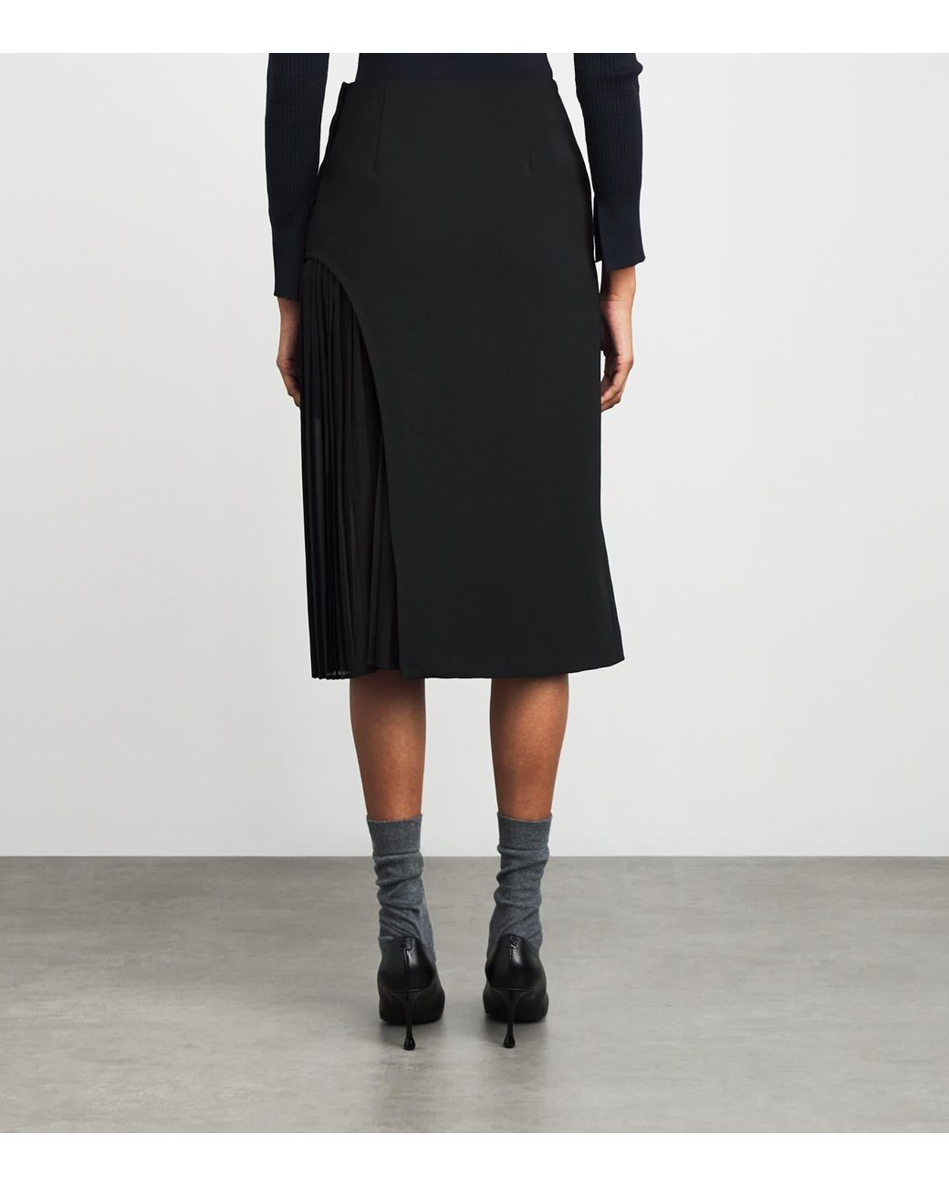 Claudie Pierlot Black Pleated Panel Midi Skirt