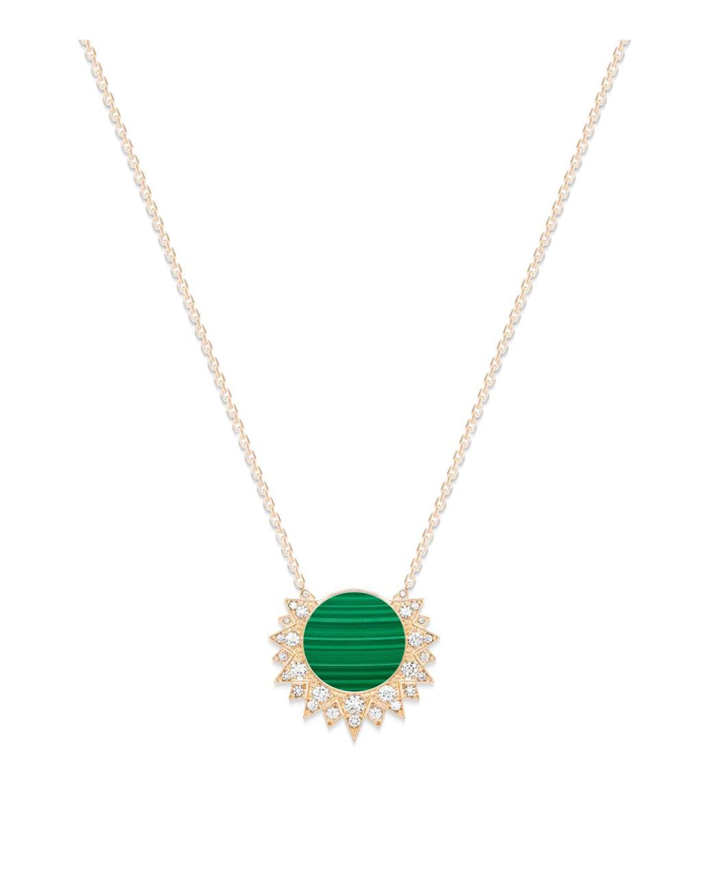 Piaget White Rose, Diamond And Malachite Sunlight Pendant Necklace