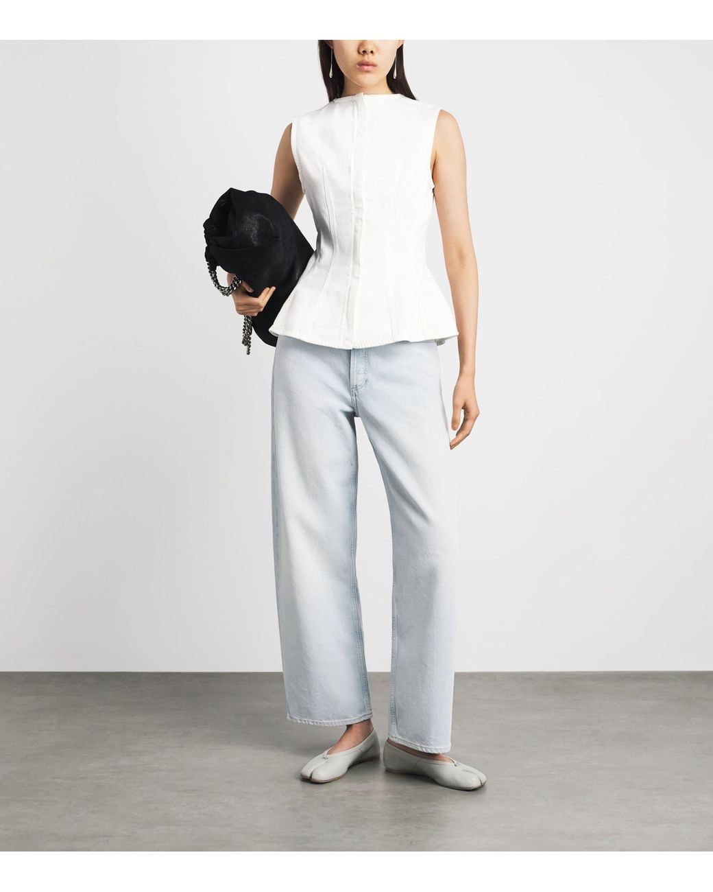 Agolde White Denim Corbin Blouse