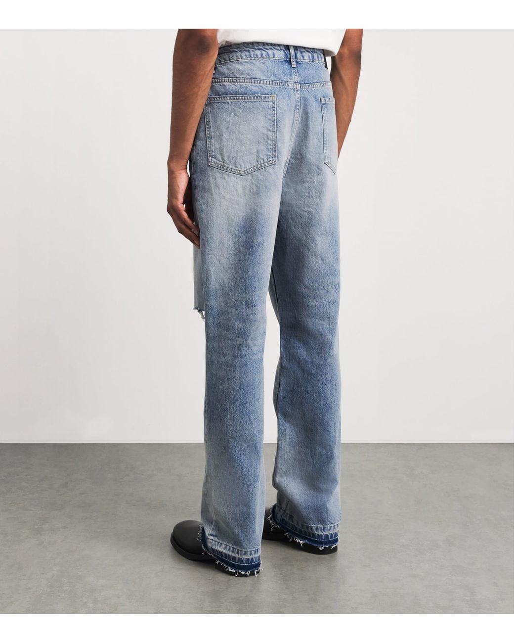 Represent Blue Ripped Heaton Straight Jeans for men