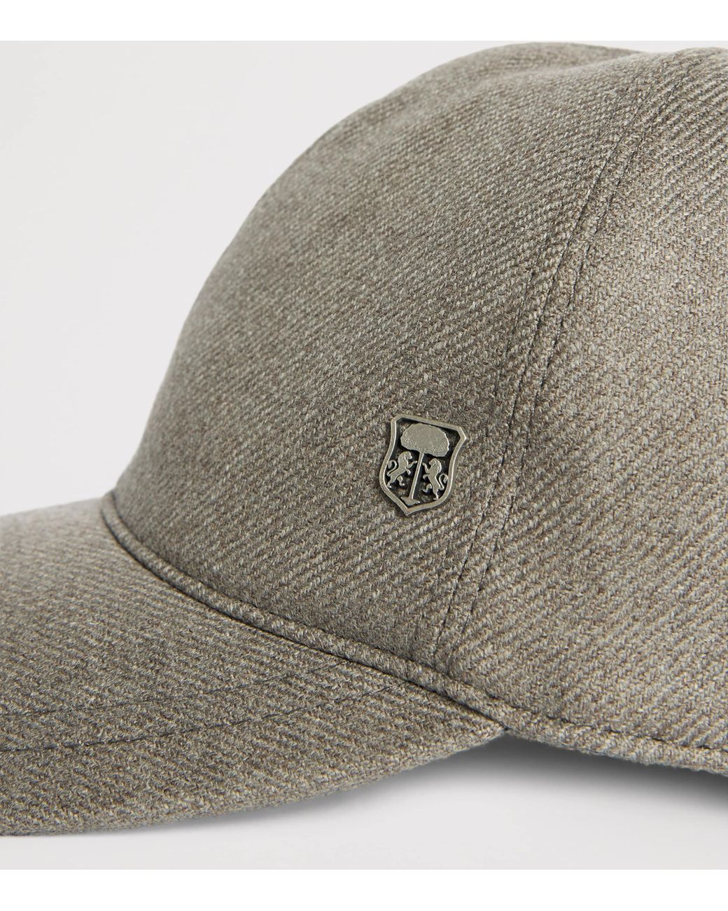 Corneliani Gray Virgin Wool Crest Baseball Cap for men