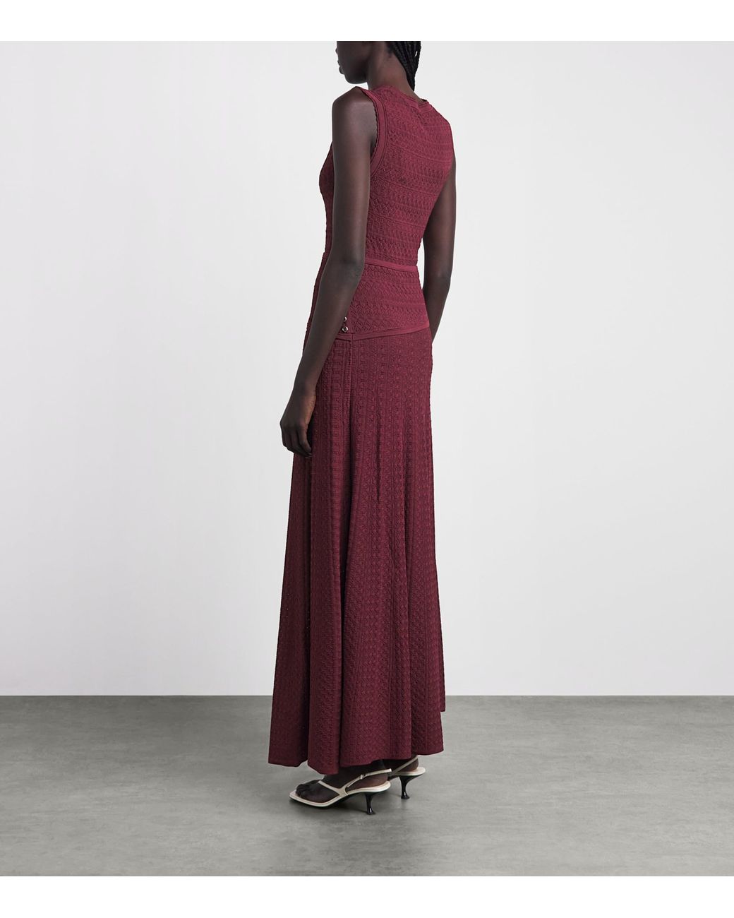 Sandro Purple Pointelle Knit Maxi Dress