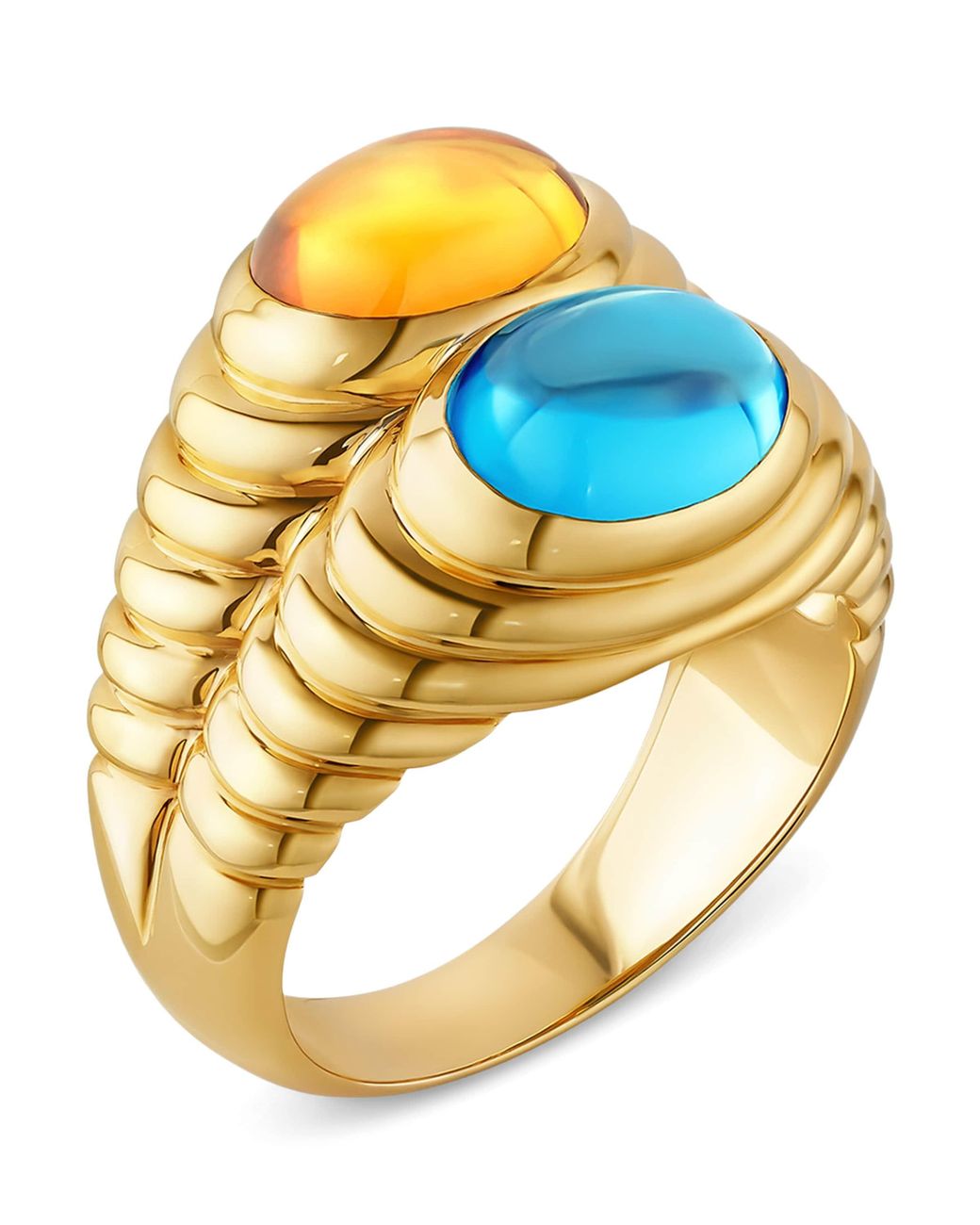 BVLGARI Metallic Topaz And Quartz Doppio Baccellato Ring