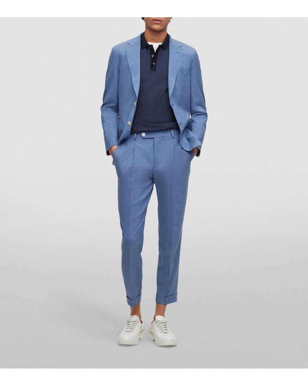 Boss Blue Cotton-Silk Polo Shirt for men