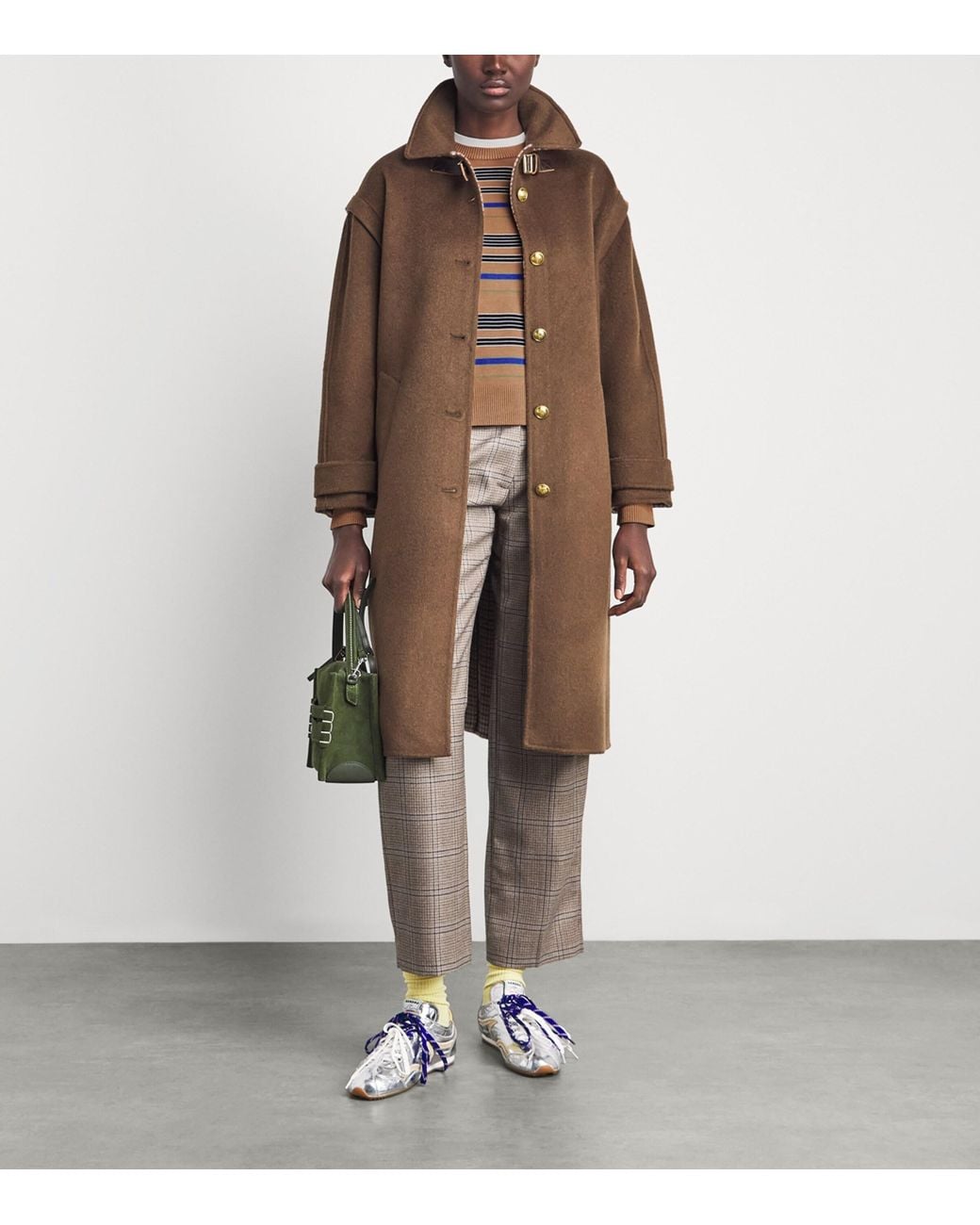 Sandro Brown Layered-Effect Stripe Sweater