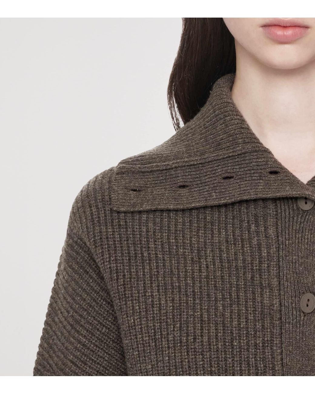 AllSaints Brown Wool Caron Collared Cardigan
