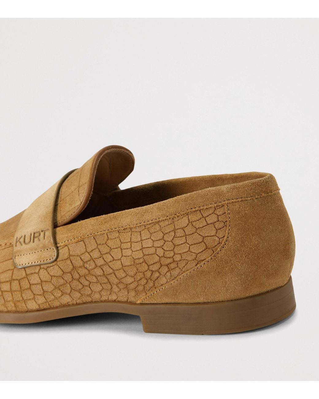 Kurt Geiger Brown Croc-Embossed Suede Aldgate Flex Loafers