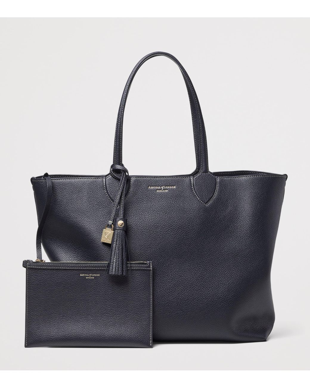 Aspinal Black Leather Hudson Tote Bag