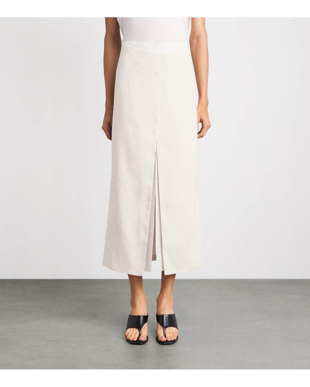 Khaite White Double-Layered Midi Skirt