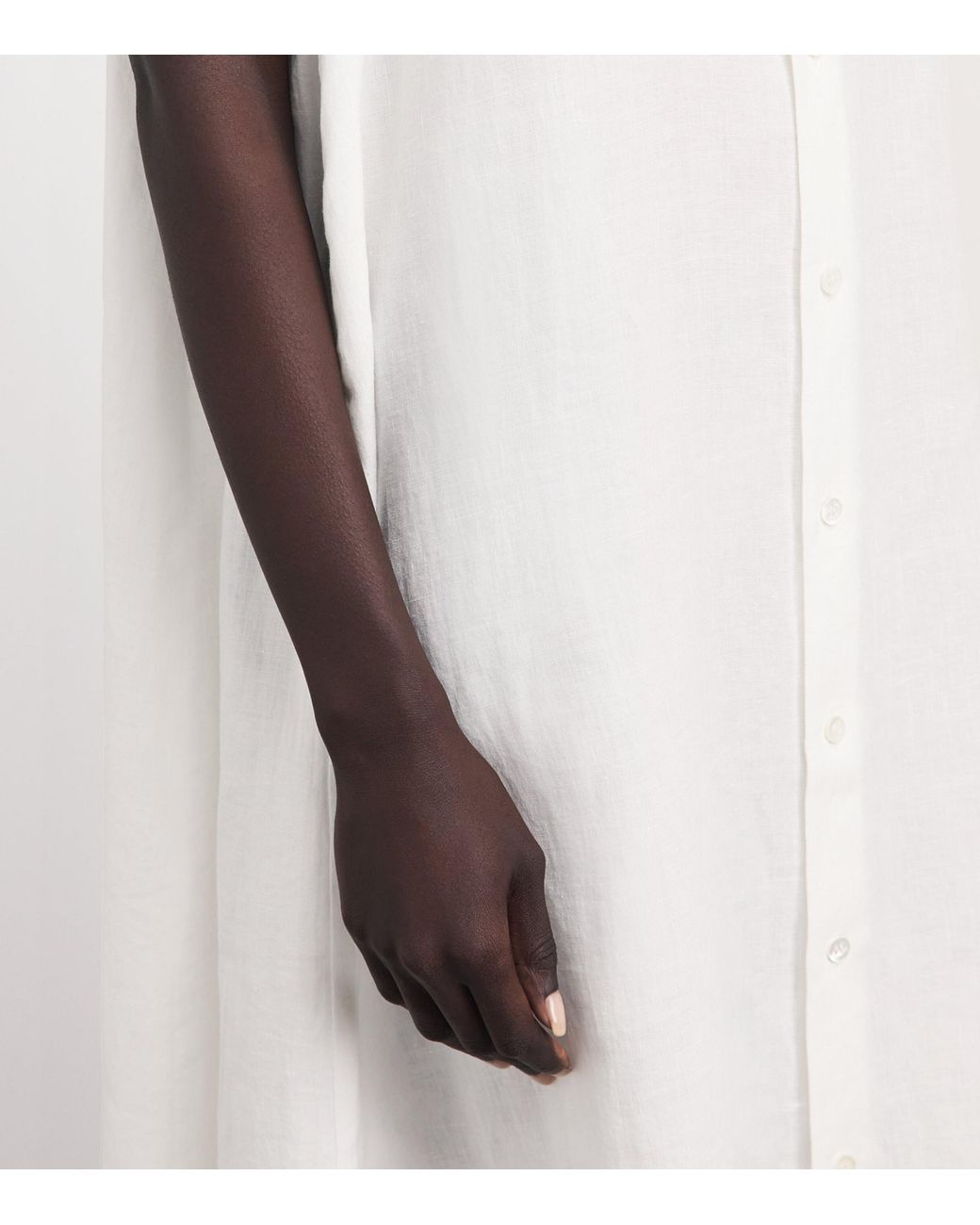 Eskandar White Linen Sleeveless Midi Shirt Dress