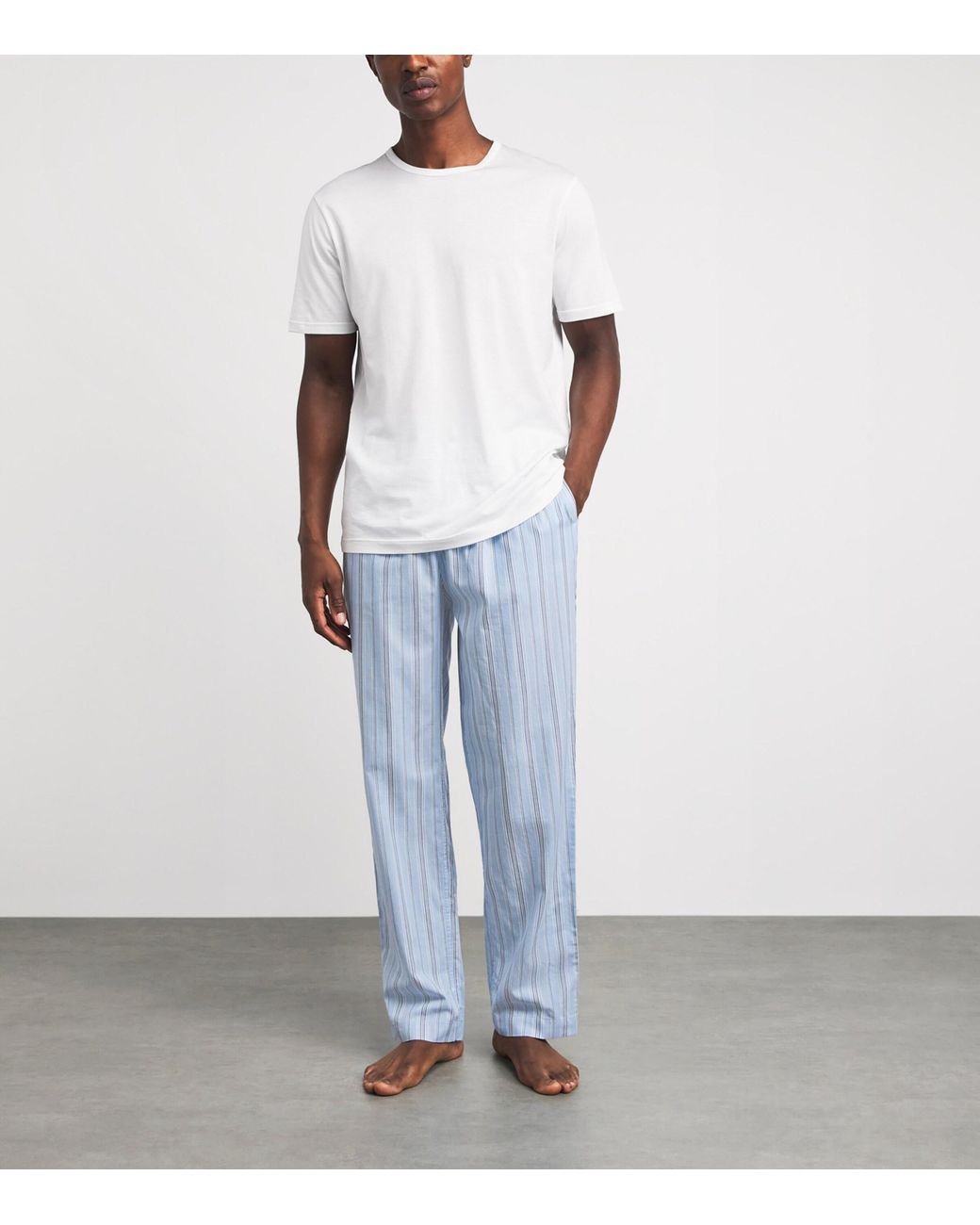 Polo Ralph Lauren Blue Cotton Stripe Polo Pony Pyjama Trousers for men