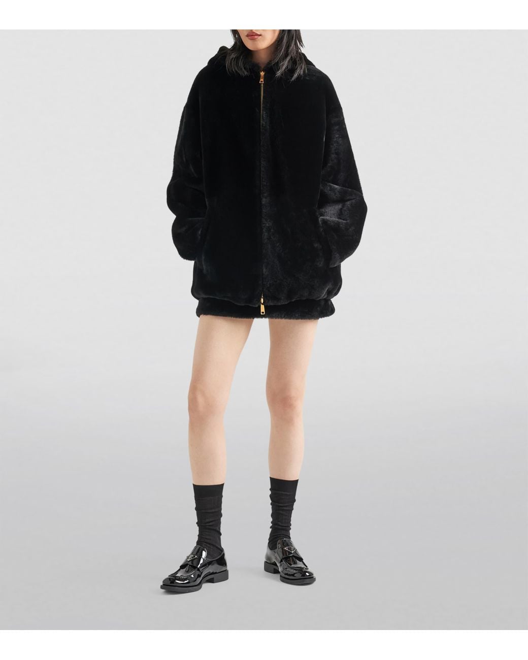 Prada Black Shearling Reversible Jacket