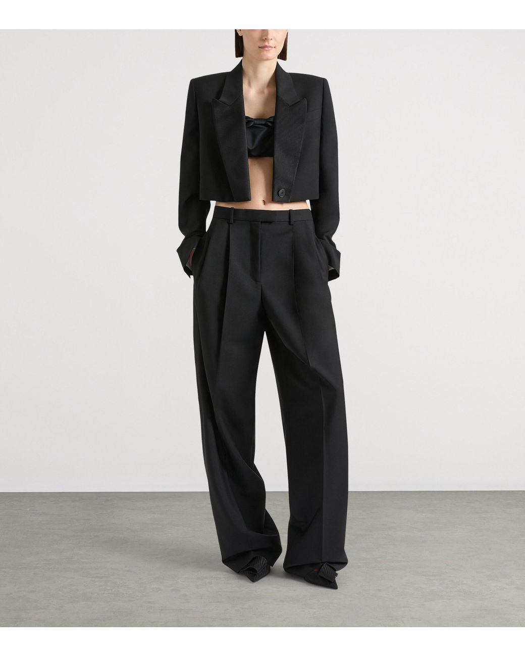 Givenchy Black Wool-Mohair Wide-Leg Trousers
