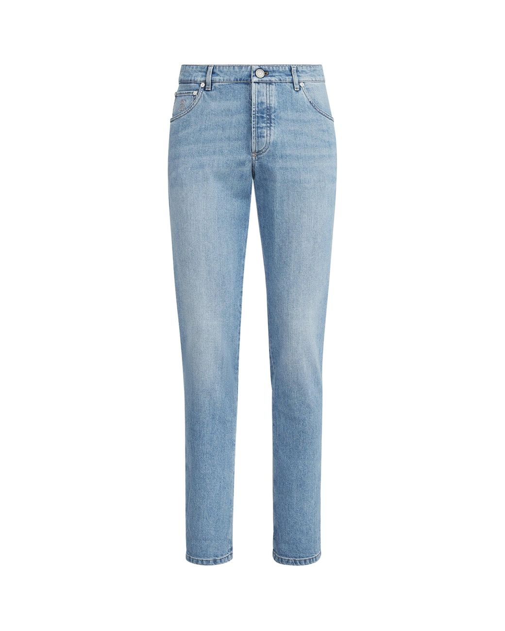 Brunello Cucinelli Blue Stretch-Cotton Slim Jeans for men