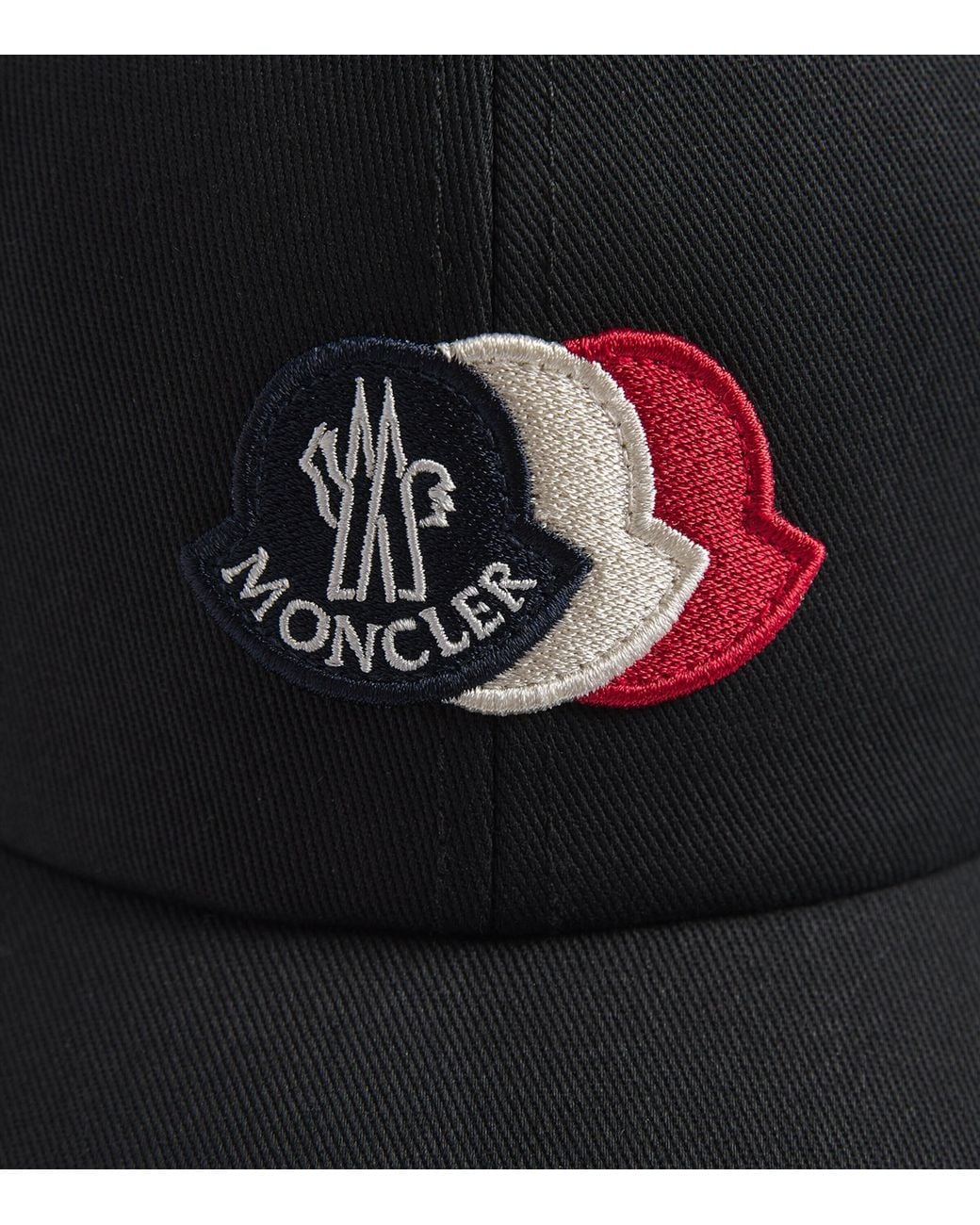 Moncler Black Cotton Logo Baseball Cap for men