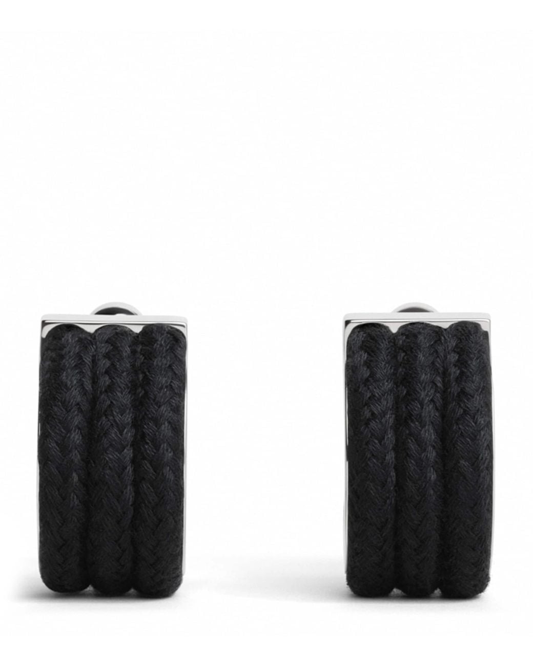 Alaïa Black Corded Hoop Earrings