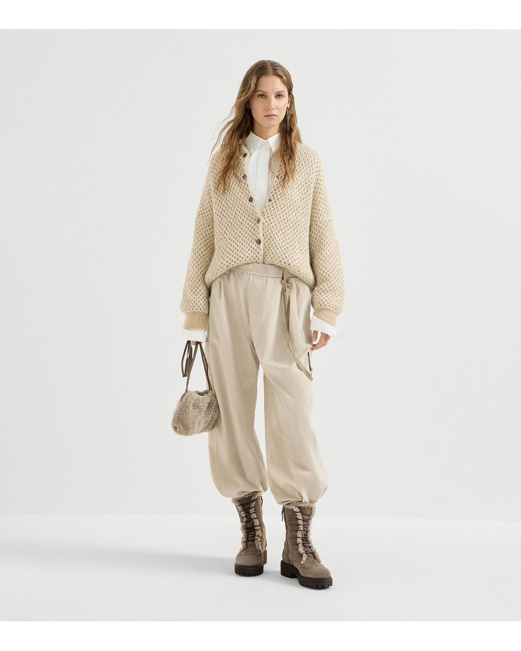 Brunello Cucinelli Natural Mohair-Blend Embellished Bomber Jacket