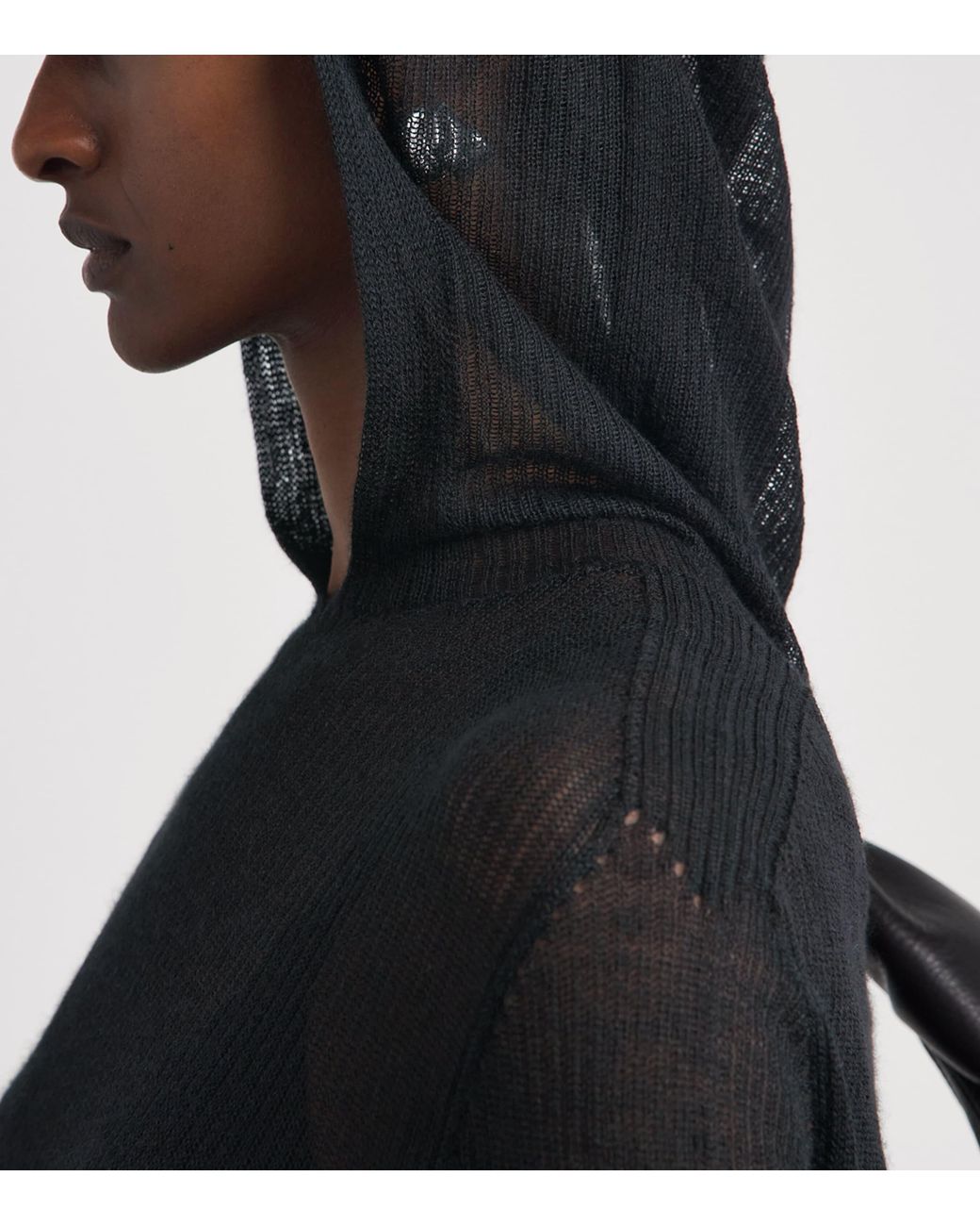 Rick Owens Black Cashmere Tower Hoodie