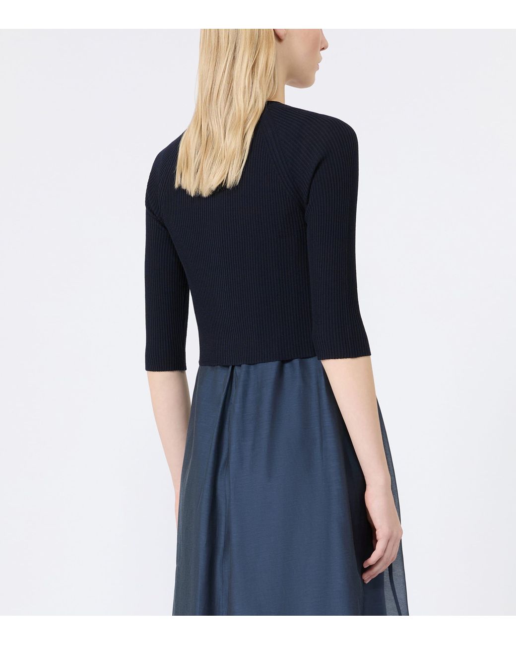 Max Mara Blue Virgin Wool Cropped Cardigan