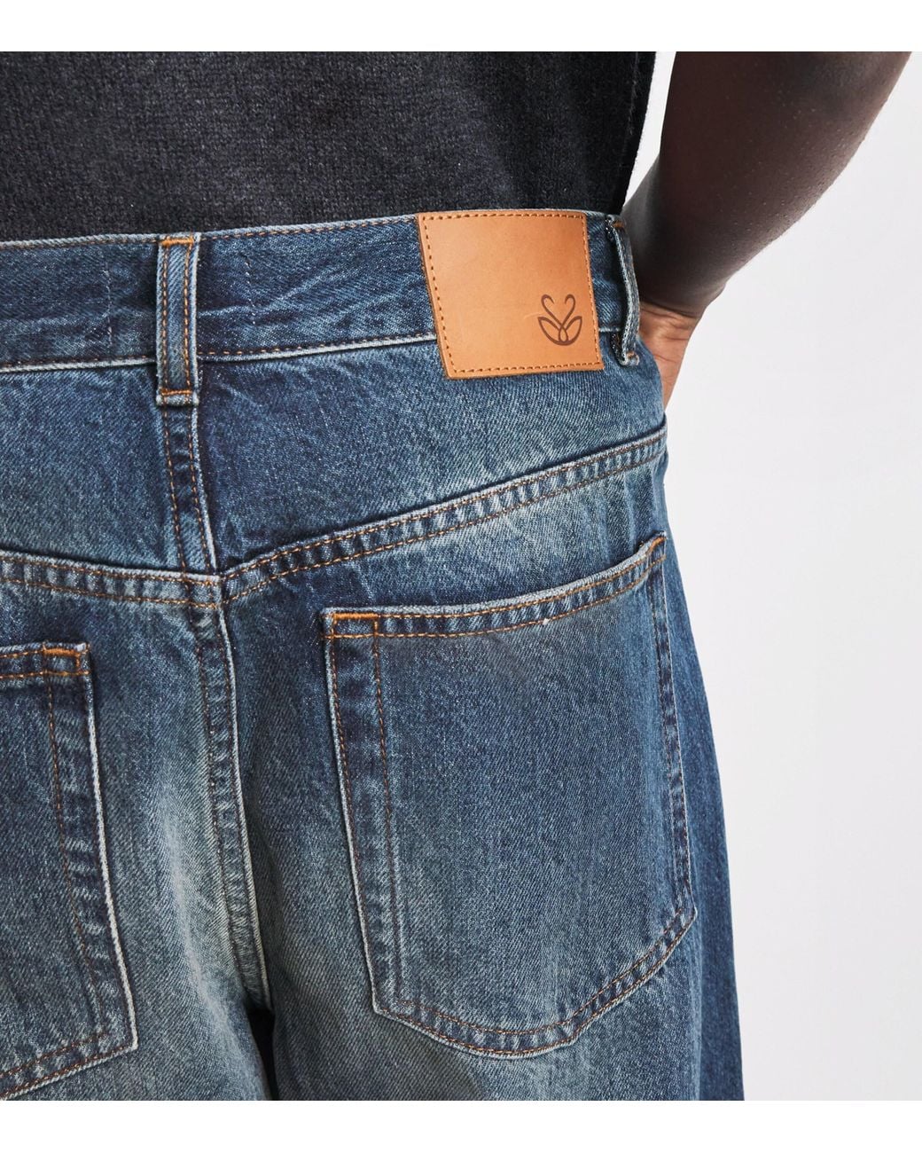 ME+EM Blue Cropped Straight Jeans