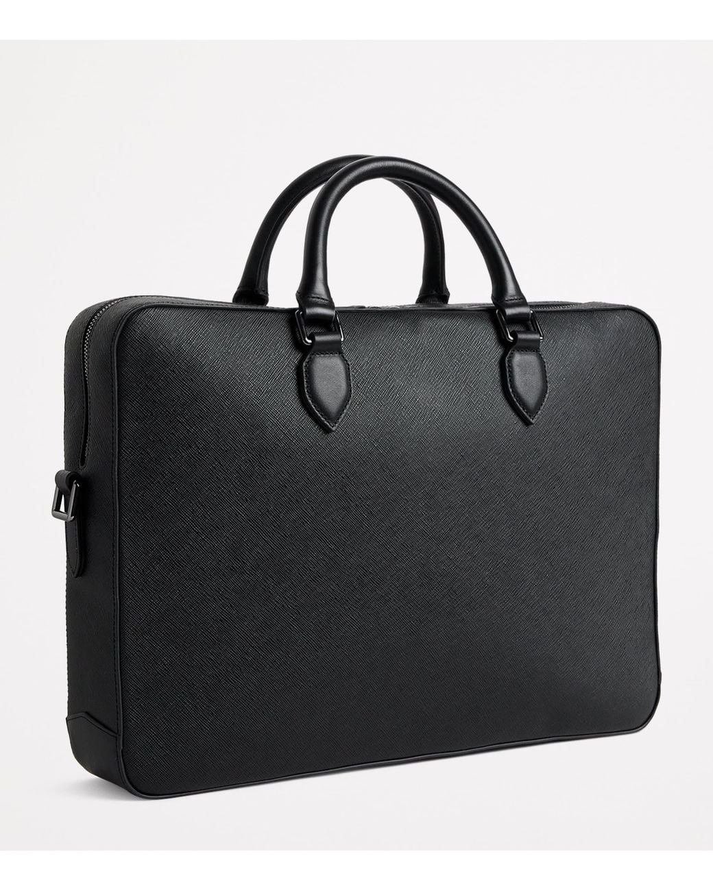 Harrods Black Saffiano Leather Briefcase for men