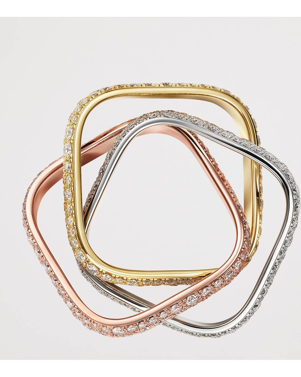 Cartier Metallic Mixed And Diamond Classic Trinity Cushion Ring