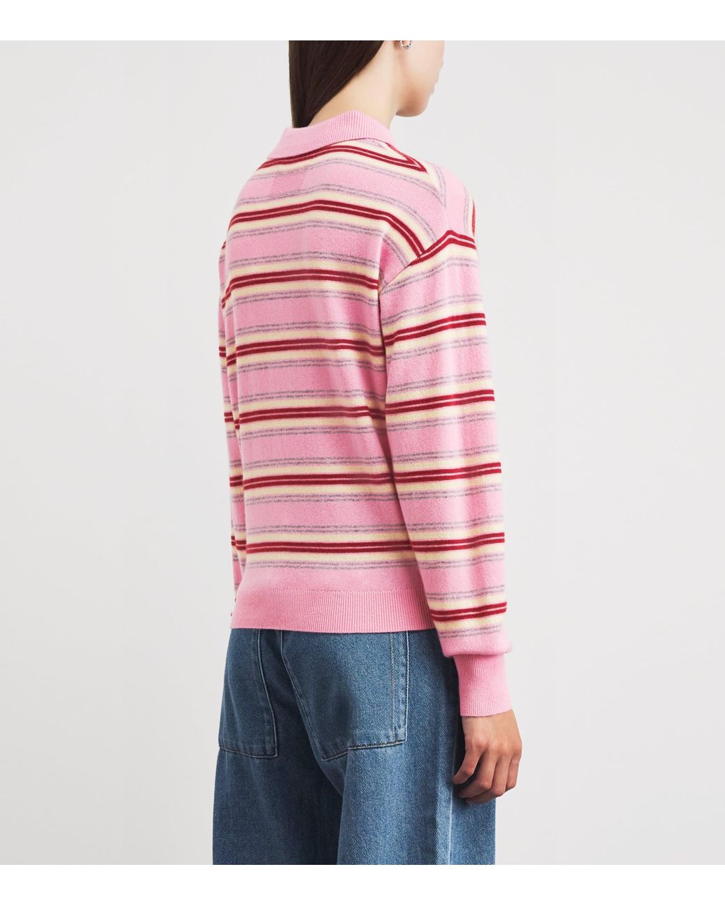 Guest In Residence Pink Cashmere Collegiate Stripe Sweater