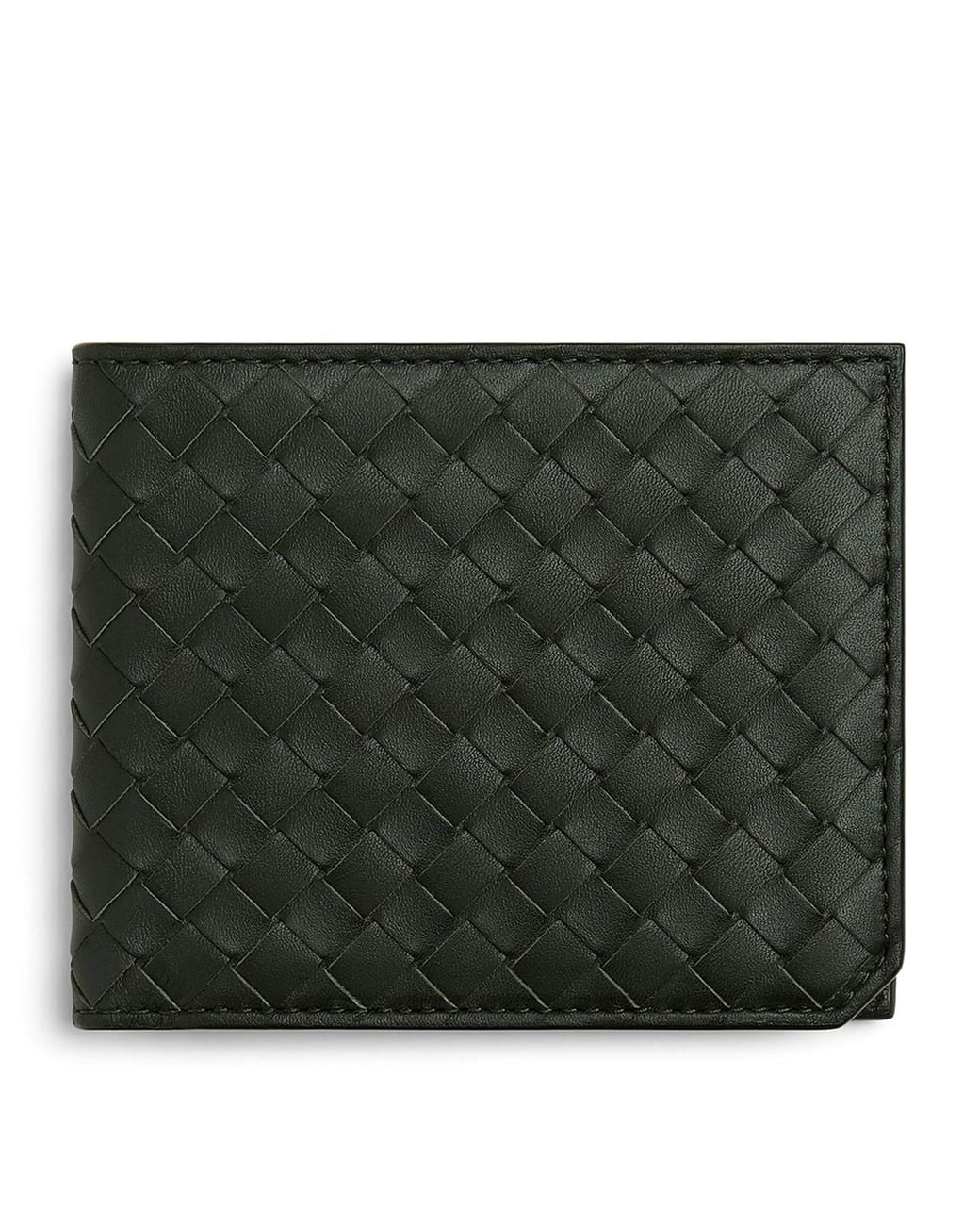 Bottega Veneta Black Leather Intrecciato Piccolo Bifold Wallet for men