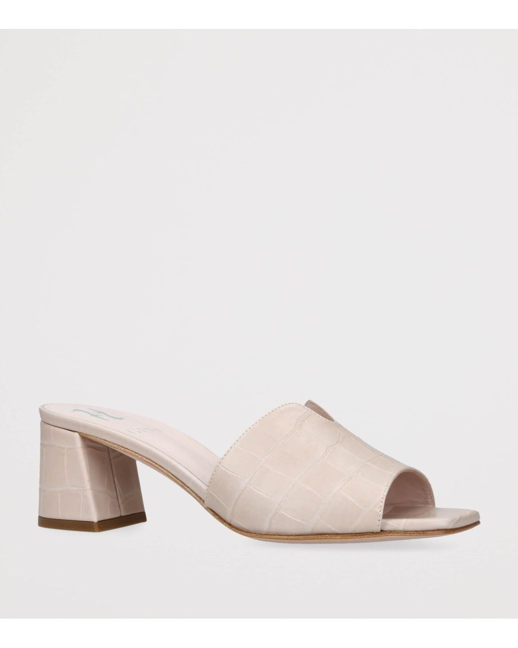 Gina Natural Leather Croc-Embossed Arles Mules 50