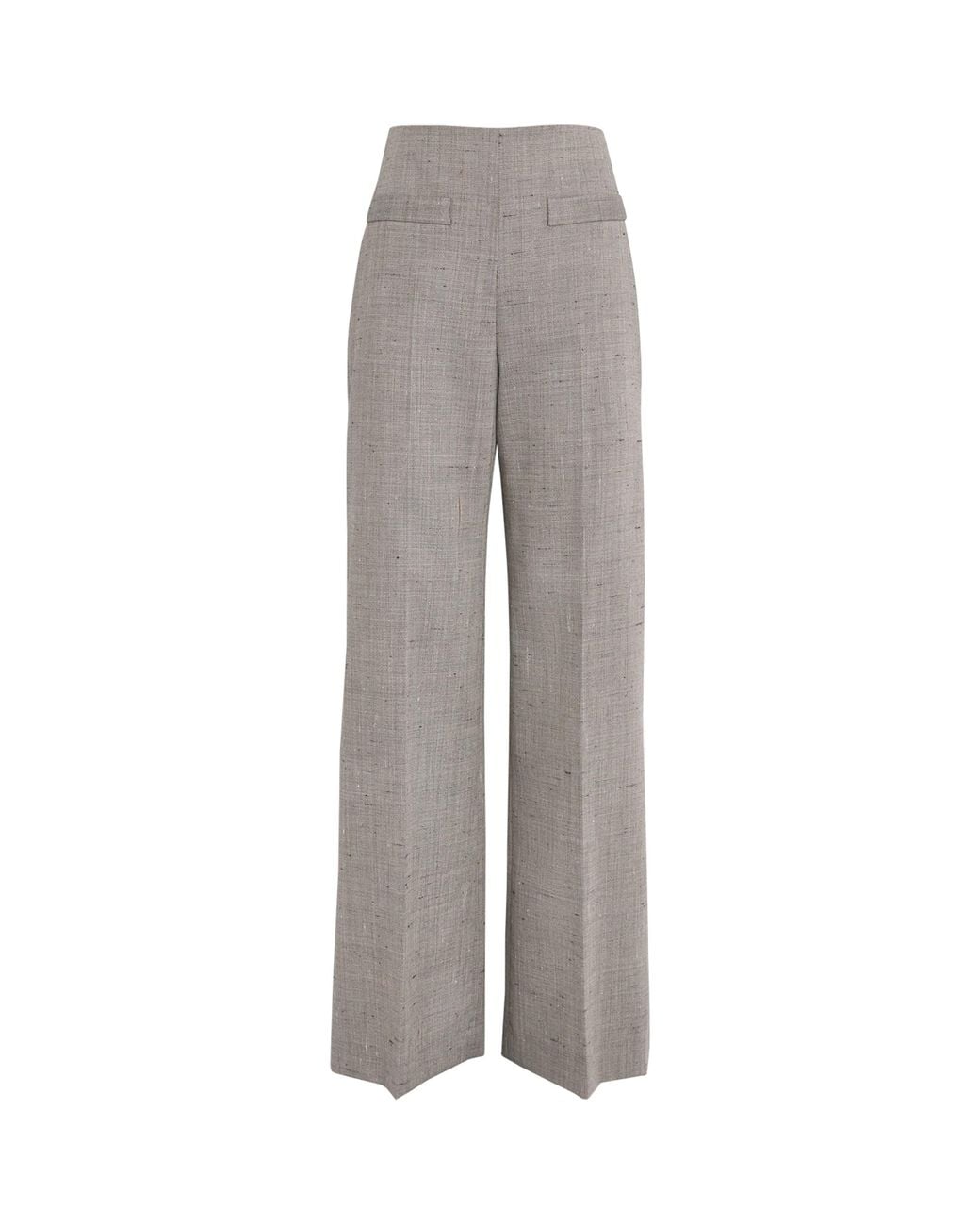 Sandro Gray Wool-Blend Check Wide-Leg Trousers