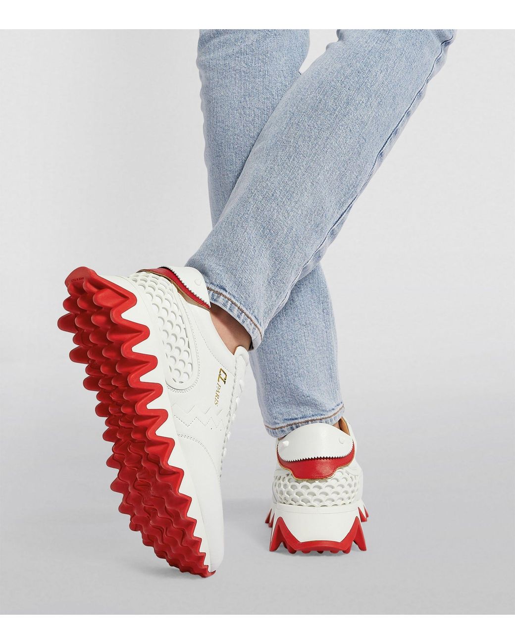 halv otte Finde på social Christian Louboutin Loubishark Leather Sneakers in White - Lyst