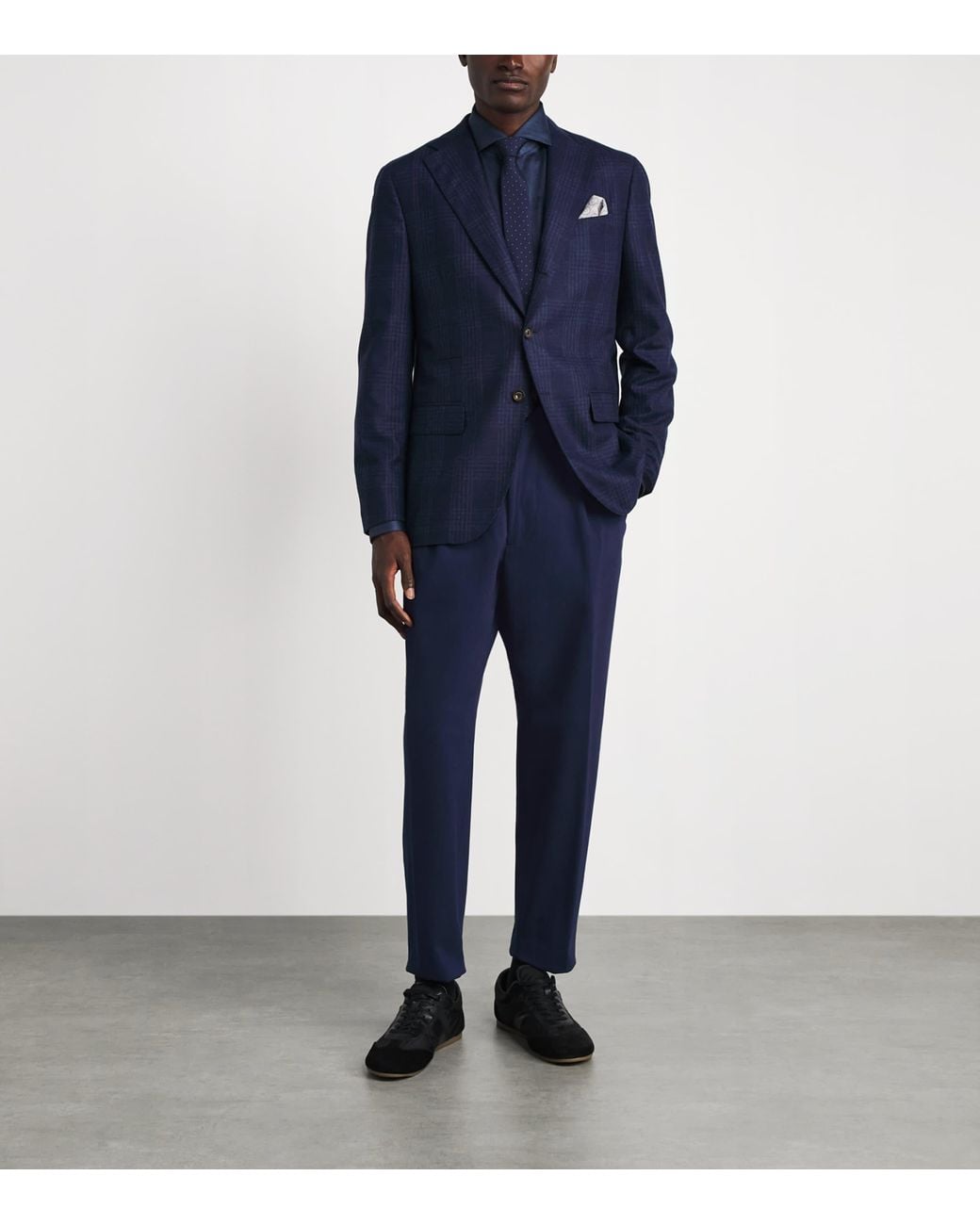 Eleventy Blue Cotton-Cashmere Pleated Straight Trousers for men