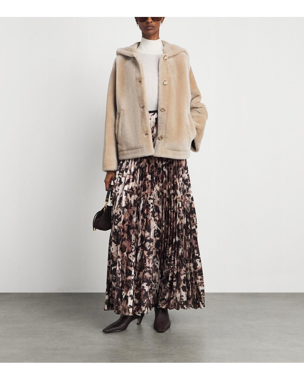 Agnona Natural Shearling Hooded Jacket