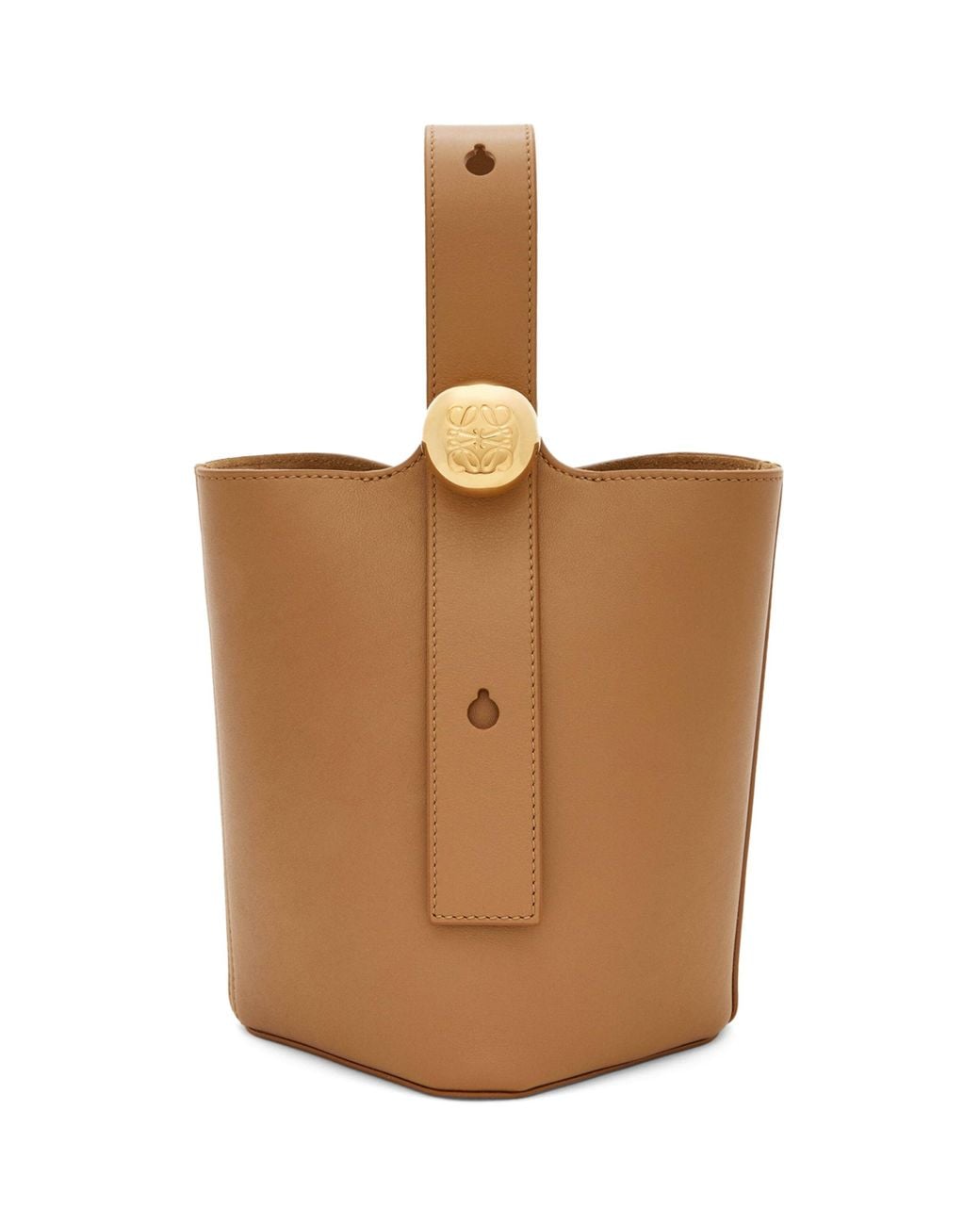 Loewe Brown Mini Leather Pebble Bucket Bag