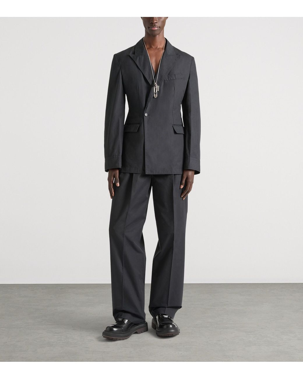 Givenchy Black Cotton Poplin Pleated Trousers for men