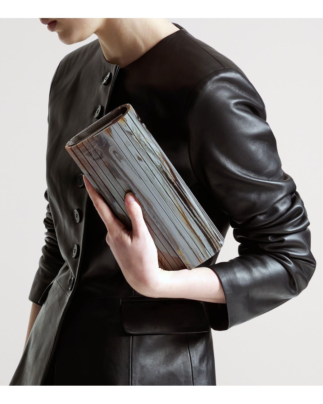 Jimmy Choo Gray Sweetie Panelled Clutch Bag