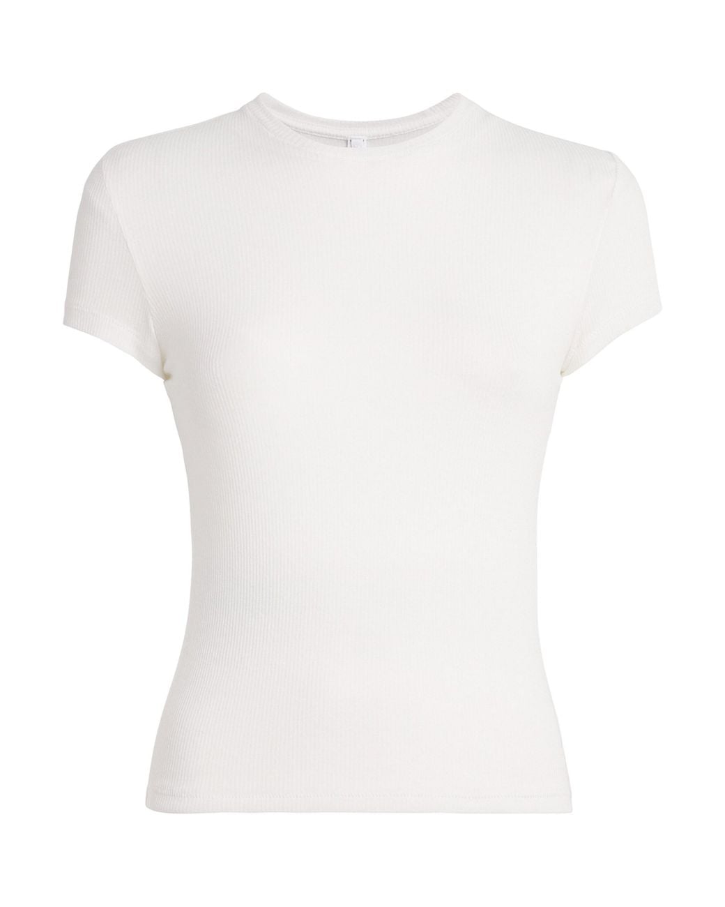 Skims White Semi-Sheer Ribbed T-Shirt