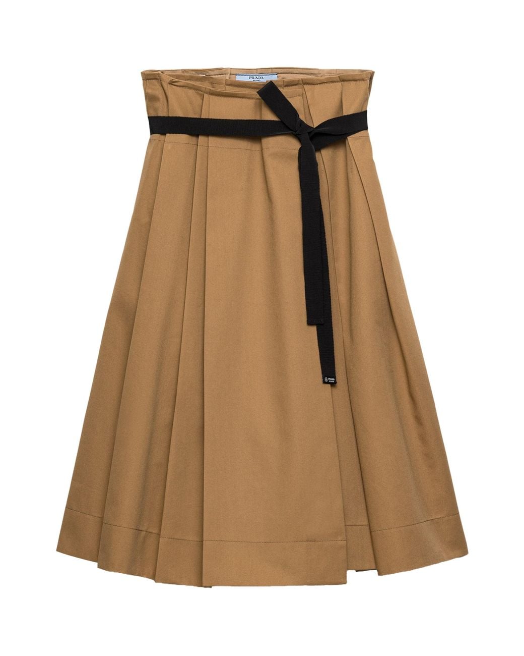 Prada Brown Gabardine Pleated Skirt