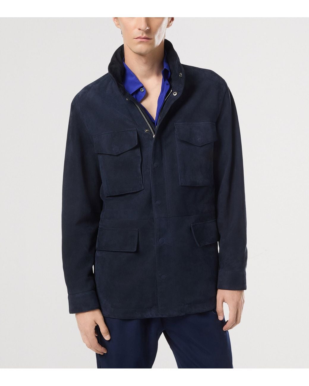 Tom Ford Blue Suede Four-Pocket Jacket for men