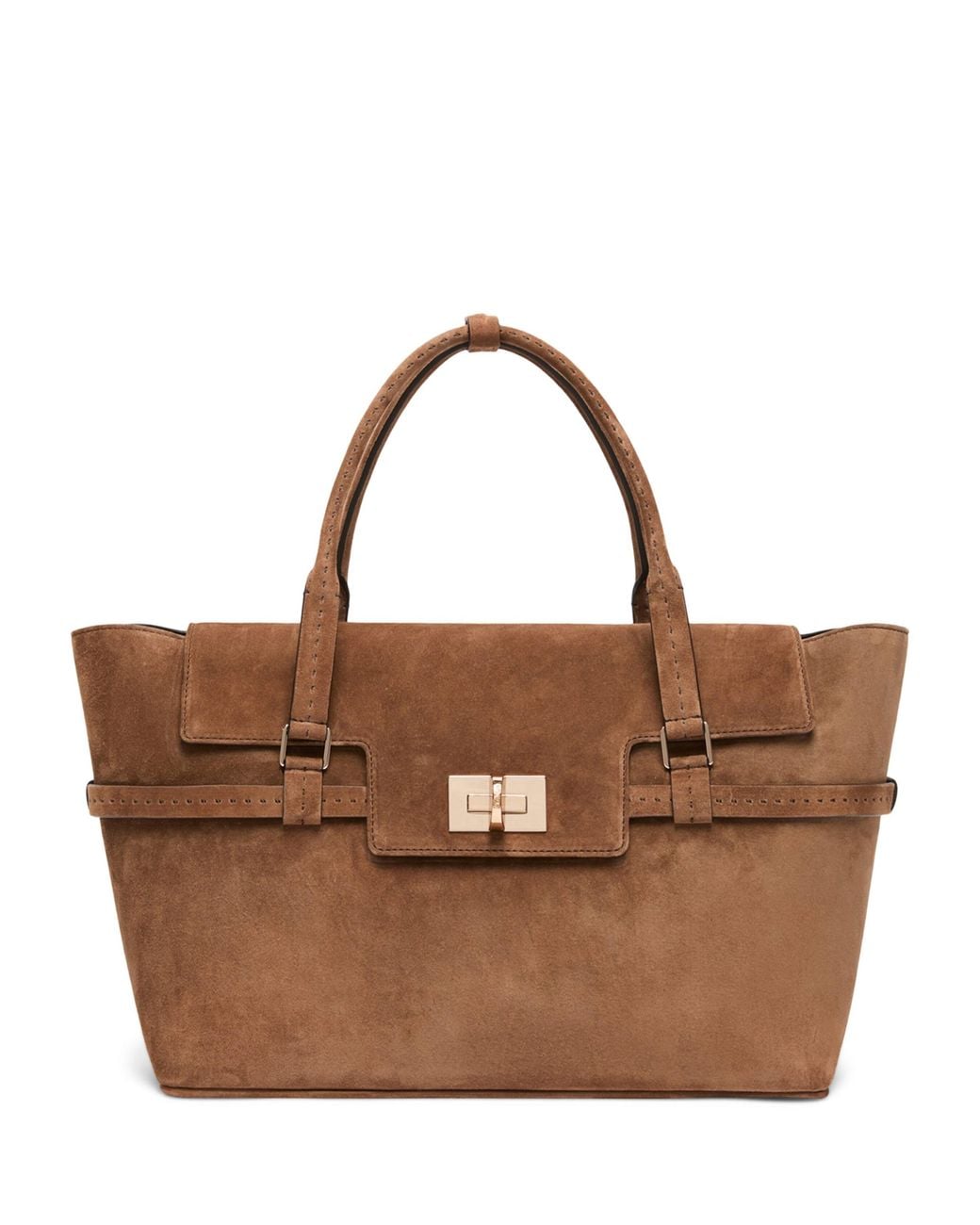 Max Mara Brown Suede Margeux Top-Handle Bag